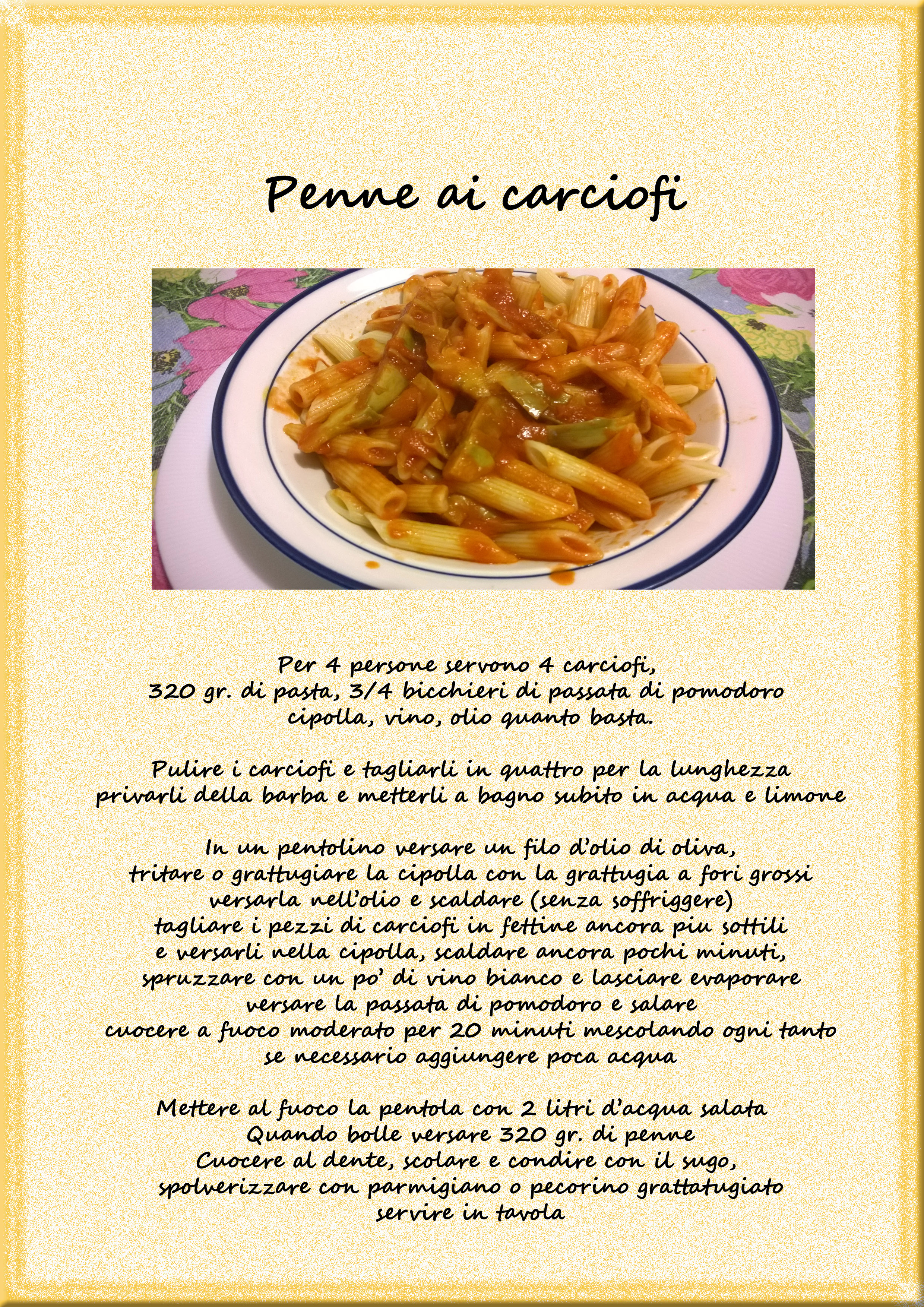 Penne ai carciofi