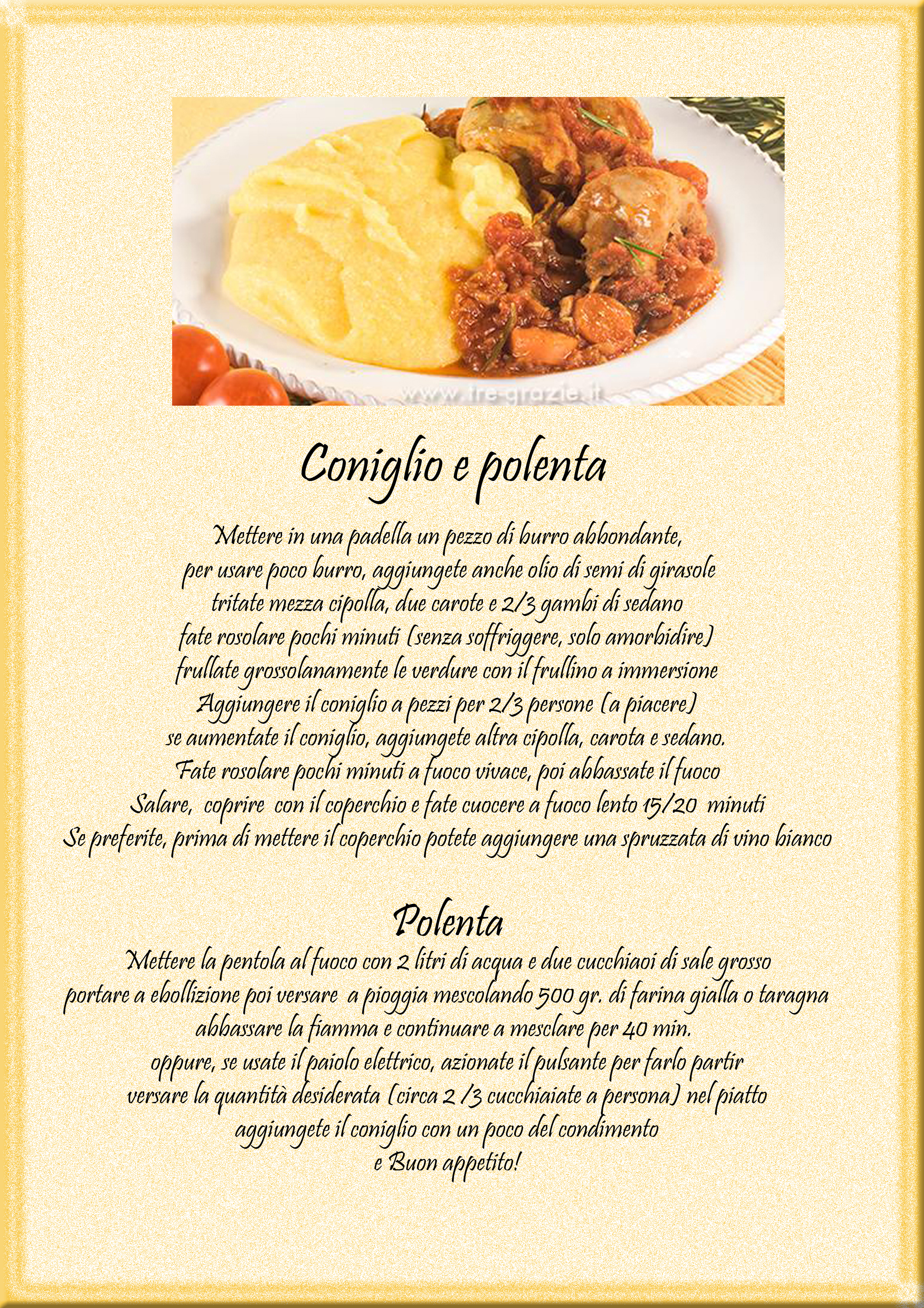 Coniglio e polenta